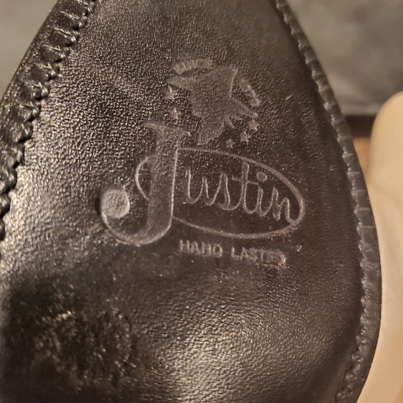 Justin Boots Cream Western Women's Shoes - Picture 3 of 9